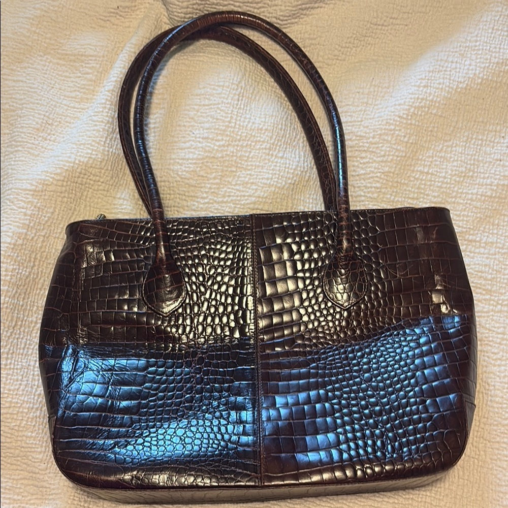 Elegant Brown Crocodile-Embossed Women's Bag - Vicenza Italian brand